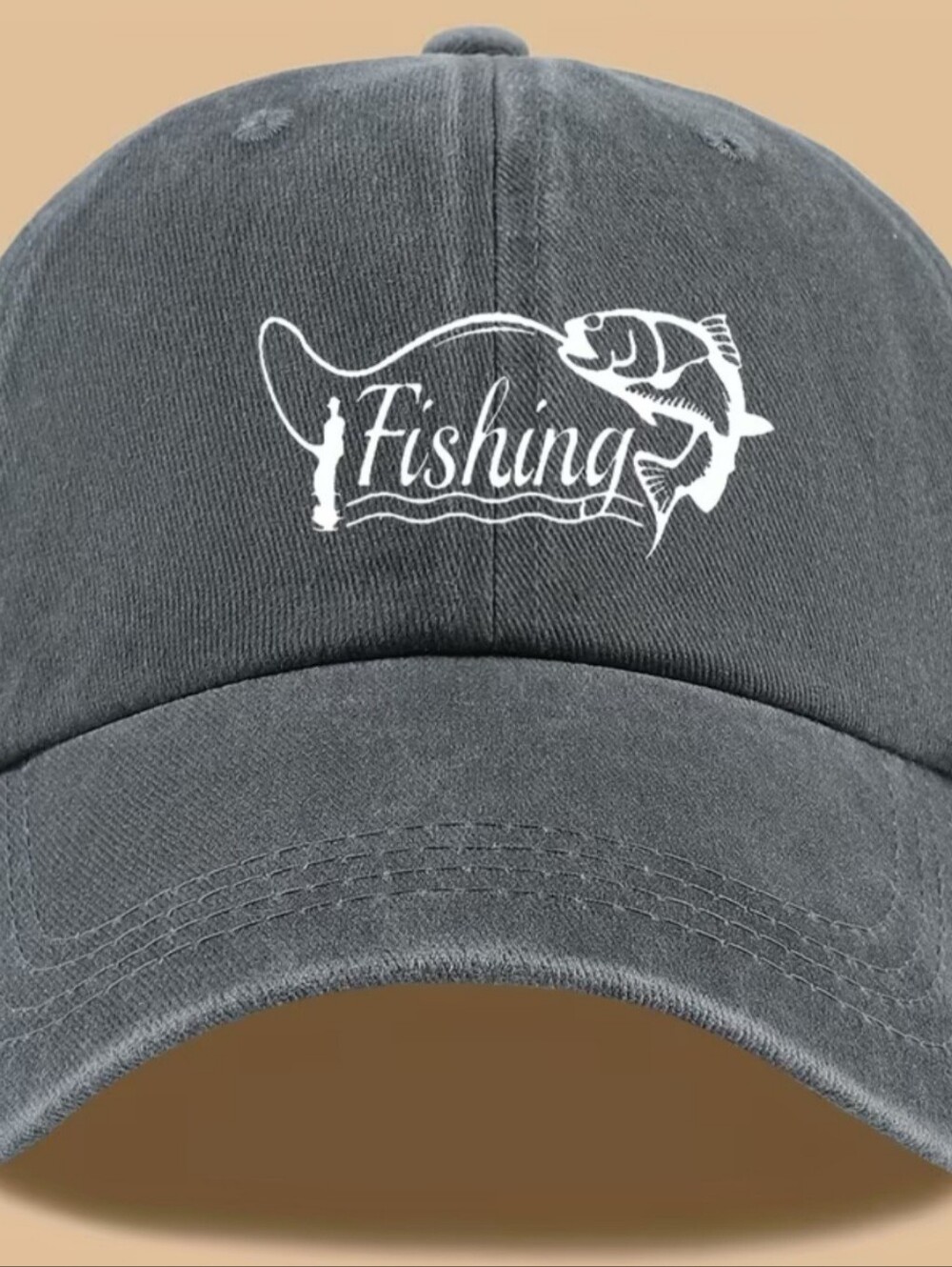 Fishing Logo Baseball Cap - Gray